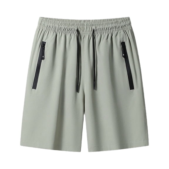 Besolor Plus Size Running Shorts for Men Drawstring Elastic Waist Lightweight Quick Dry Athletic Workout Shorts with Zipper Pocket(X-Large,Khaki)
