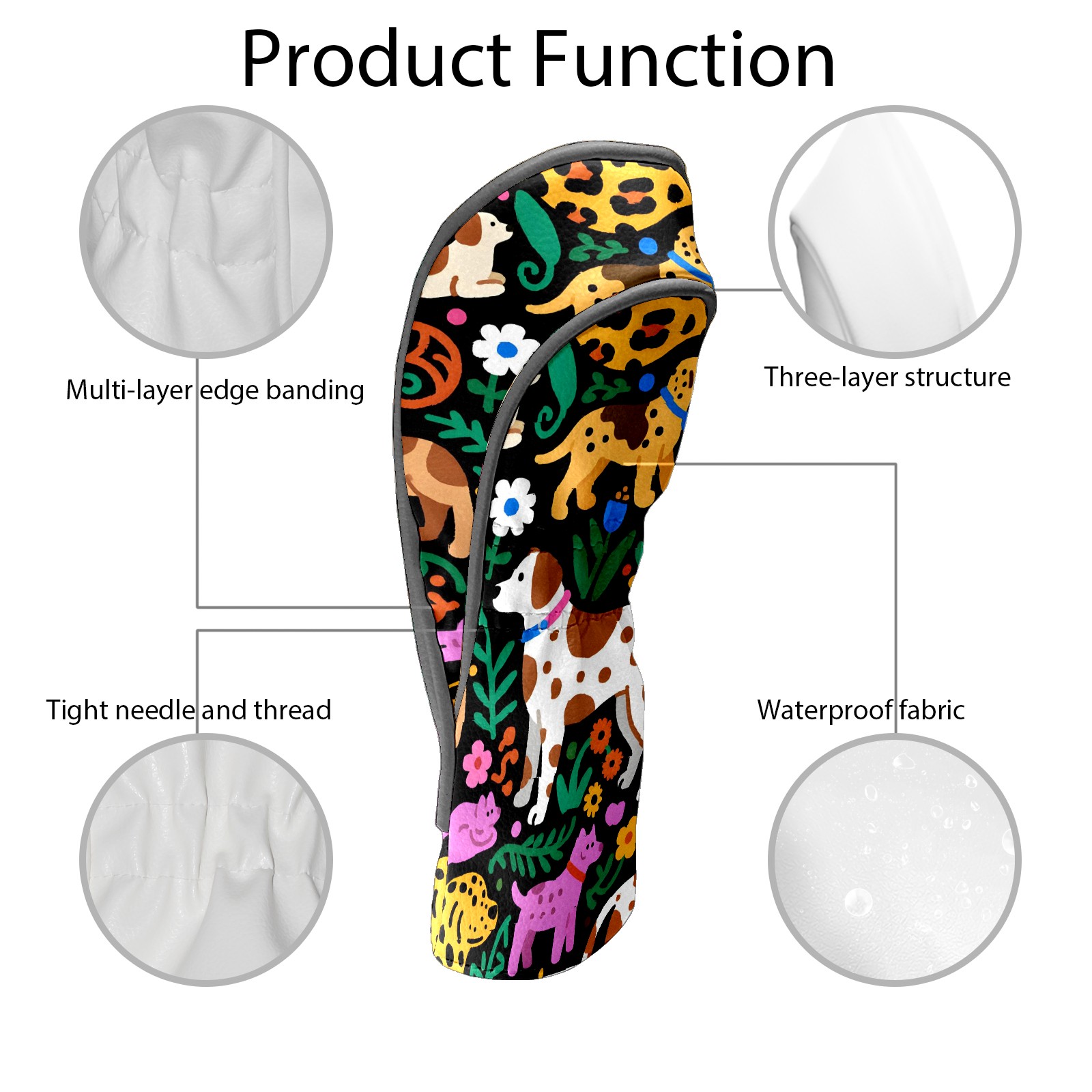 Golf Club Head Covers - Green Butterfly Design, Waterproof, Velvet Lining, Fits Driver/Hybrid/Putter, Gift for Men & Women