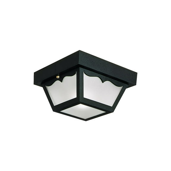 Design House Traditional Black 2-Light Outdoor/Indoor Dimmable Ceiling Light with Frosted Glass