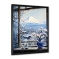 thumbnail image 2 of Designart "Mountain View of Mount Fuji in Japan Window II" Landscapes Framed Wall Art - Traditional White Japan Bedroom Framed Canvas Wall Art, 2 of 6