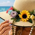 thumbnail image 6 of LNZGNM Womens Sun Hat, Wide Brim Sun Protection, with Round Top Crown, Breathable and Cool for Beach Days, Gardening, and Summer Outings,Khaki(One Size), 6 of 6