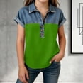 thumbnail image 3 of Agkizg Girls Faux Denim Button Down Shirt Short Sleeve Collared Top for Kids Casual Summer T-Shirt, Sizes 4-5 Years, 3 of 6