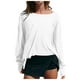 thumbnail image 2 of Camiseta deportiva holgada de manga larga para mujer - Cuello redondo sin espalda, poliéster, top corto informal para gimnasio y yoga, 2 of 7