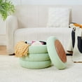 thumbnail image 2 of Tcbosik Storage Ottoman, 18.3" Round Teddy Fabric Vanity Stool, Modern Foot Stool with Flip-Top Tray, Multifunctional Upholstered Footrest for Small Space, Living Room, Bedroom, Entryway, Green, 2 of 6