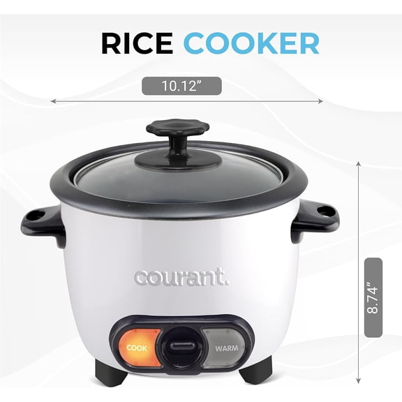 8-Cup Rice Cooker with Non-Stick Bowl, One Touch Operation, White