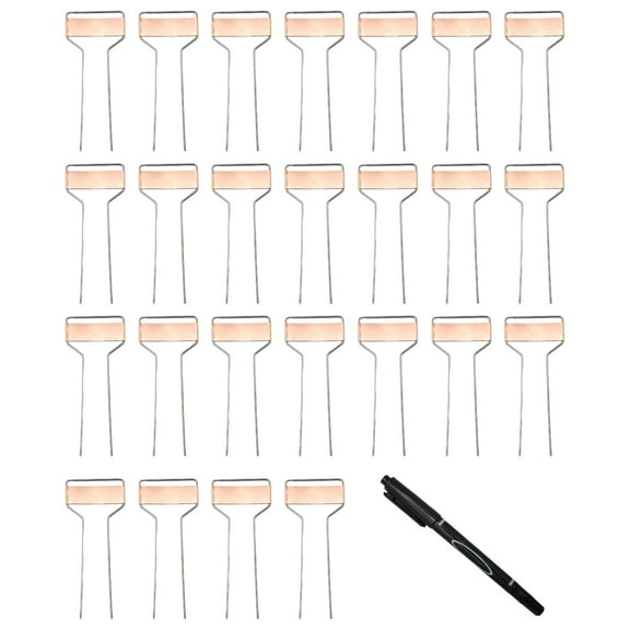 25 Pcs 6 inch Copper Metal Plant Labels, Plant Tags with 1 Permanent Pen, Suitable for Flower, Seedlings and Vegetable Garden Marking