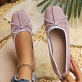 thumbnail image 2 of Abomasnow Womens Flock Bow Decor Square Toe Slip‑On Ballet Flat Shoes Casual Lightweight Going Out Shoes, 2 of 9