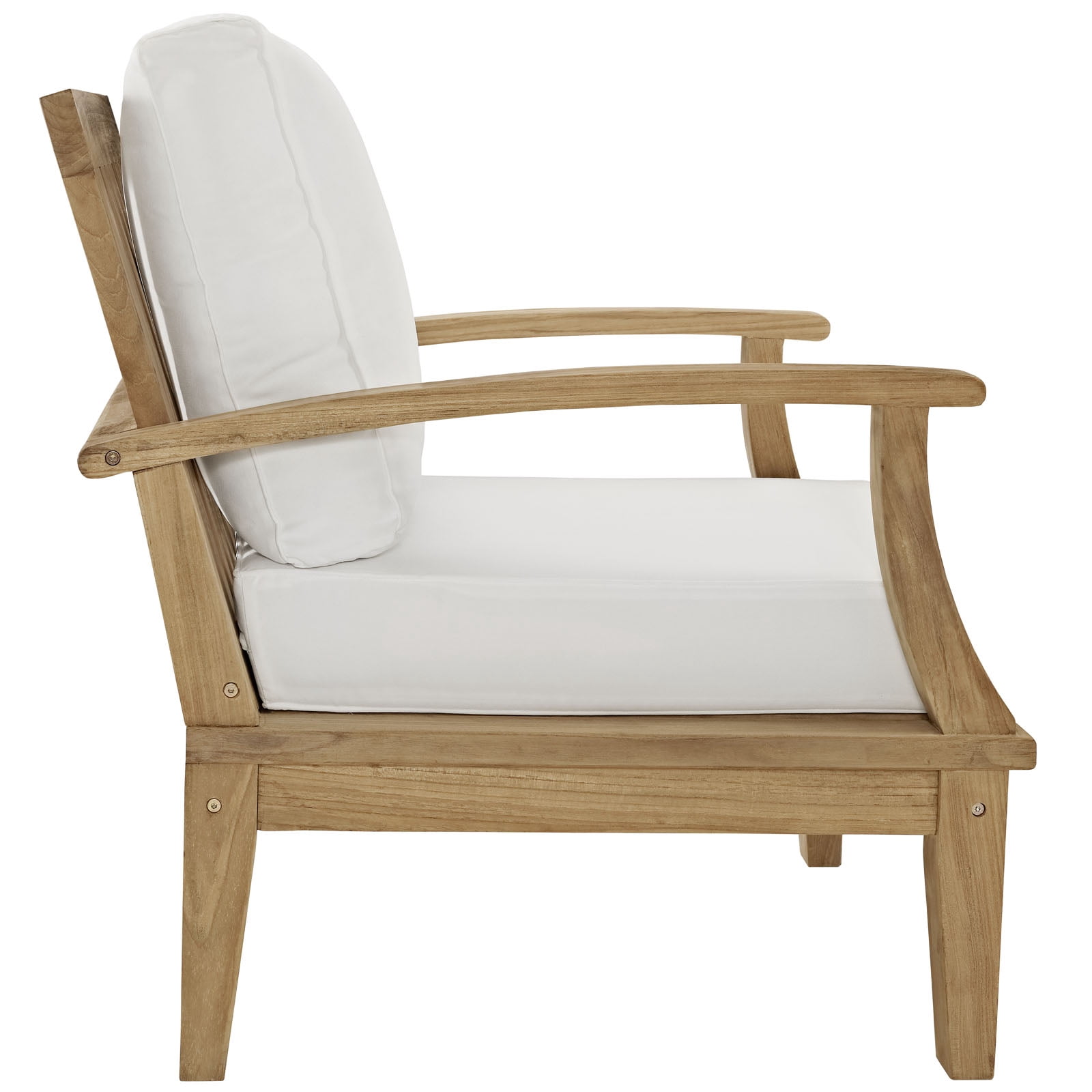 Modern Contemporary Outdoor Patio Teak Armchair, White Wood