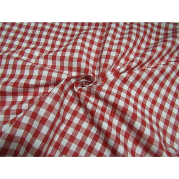 100% Cotton Yarn Dyed Checks red x white colour Mill Made 58" wide [8763]