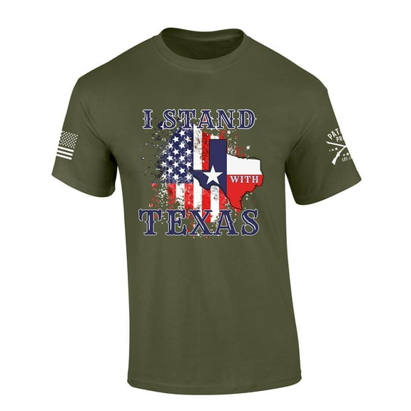 Mens Texas Tshirt I Stand With Texas Short Sleeve T-shirt-Military Green-6xl