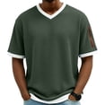 thumbnail image 3 of ZUKMRJPC Mens T-Shirts V Neck Short Sleeve Waffleknit Summer Tops Casual Loose Fit Lightweight Pullover Tees Tops with Zipper Pocket, 3 of 8