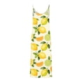 thumbnail image 4 of QUNYINEY Sleeveless Womens Sundress A Line Casual Lemon Long Slip Dress Beach Loose Fit V Neck Summer Yellow Dresses, 4 of 5