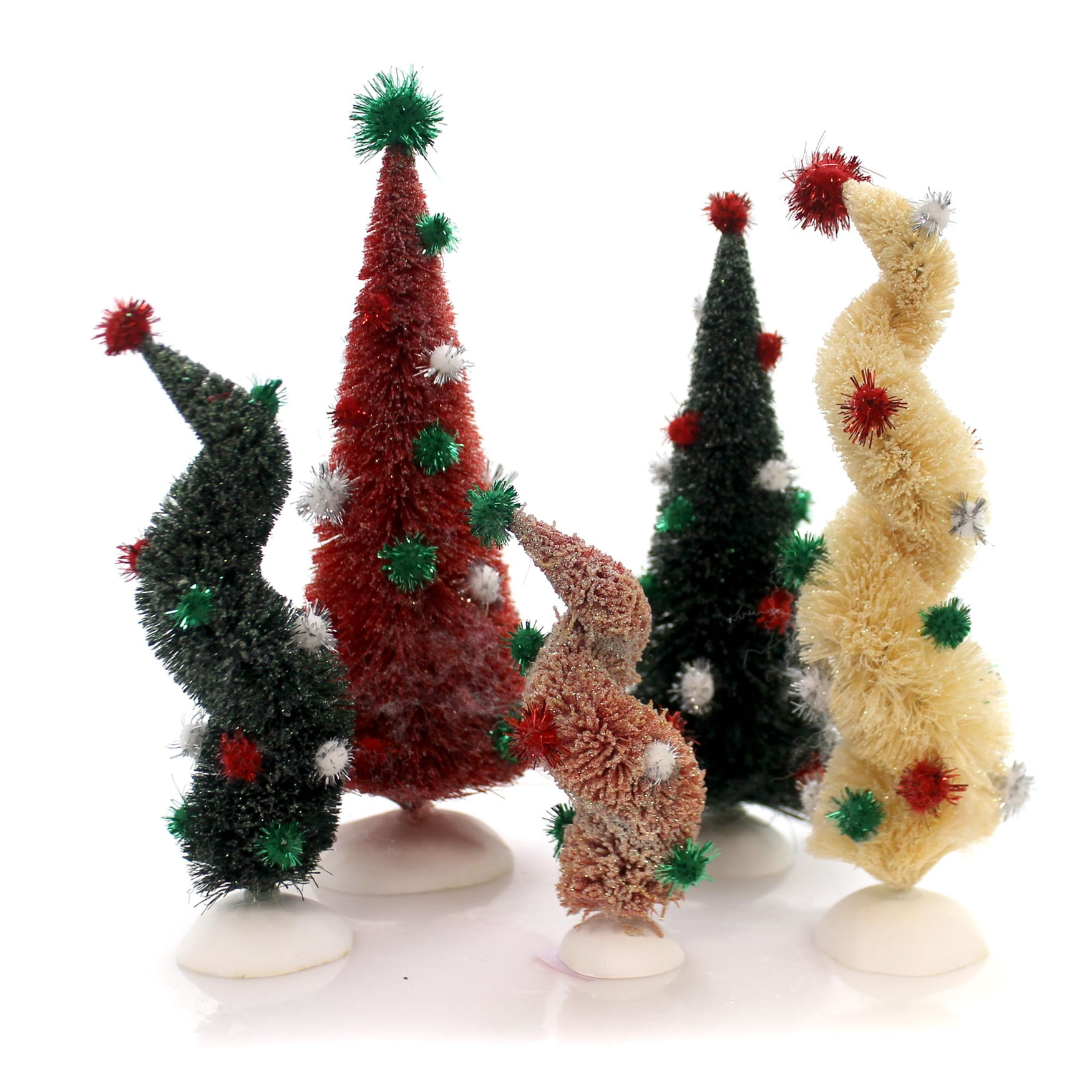 Department 56 Accessory TINSEL BALL TREES SET / 5 Grinch North Pole