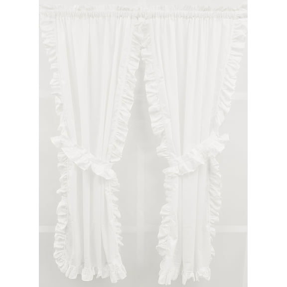 Classic White Cape Cod Ruffled Tier Pair 66Wx54L with Tiebacks