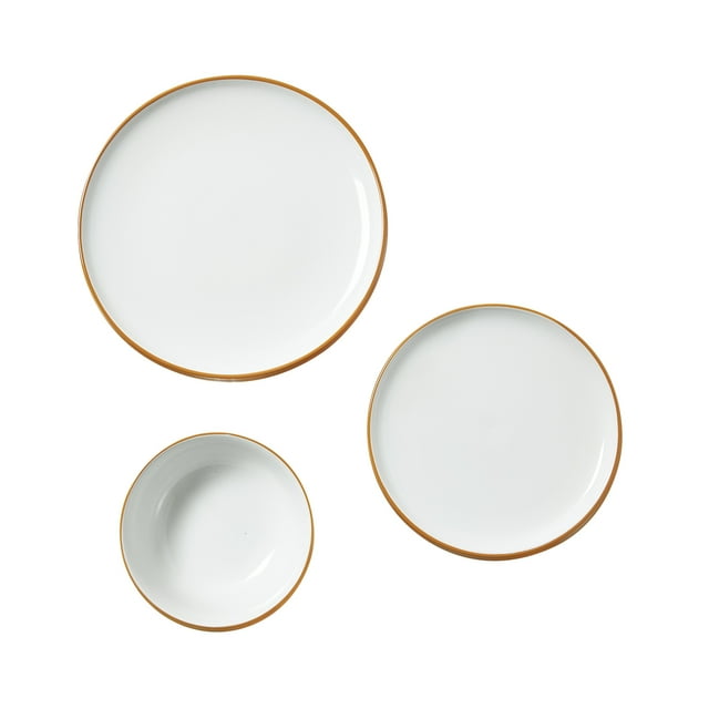 KFFKFF Ensemble de Vaisselle, Service pour 4 (12 Pcs), Ensembles d'Assiettes Rondes et de Bols, Vaisselle en Céramique Résistante aux Rayures, Vaisselle de Cuisine Compatible Lave-Vaisselle et Micro-Ondes, Blanc