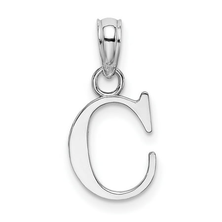 Diamond2Deal 14k White Gold Letter C Initial Pendant for Women(L- 15.72 mm, W- 7.59 mm)