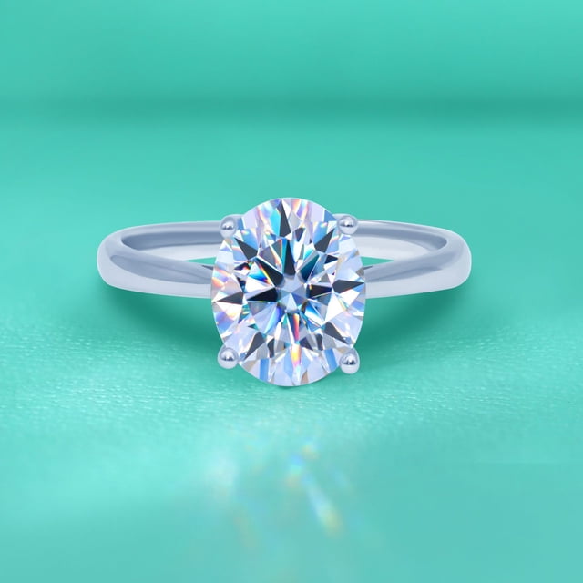 Anillo ovalado de cuatro garras de moissanita para niñas, plata de ley S925, nicho cerrado, baño de viento frío para damas, 18 k, blanco