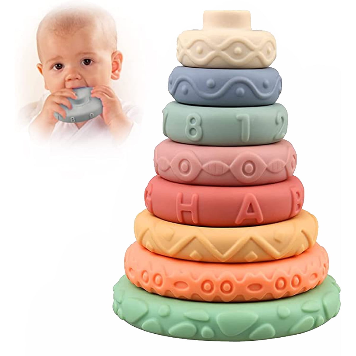 8 Pack Baby Stacking and Nesting Toys, Soft Stacking Blocks, Baby