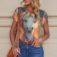 thumbnail image 6 of Fotbe Starry Sky Cute Horse Women's Crew Neck Short Sleeves Bodysuit Tops Round Neck Slim Sleeveless Soft Comfortable Basic-Large, 6 of 7