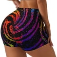thumbnail image 1 of Balery A Bright Abstract Pantalones cortos de entrenamiento estampados para mujer, sin costuras, ajustados, para gimnasio, yoga, correr, deportes, ejercicio activo, fitness.-X-Large, 1 of 8