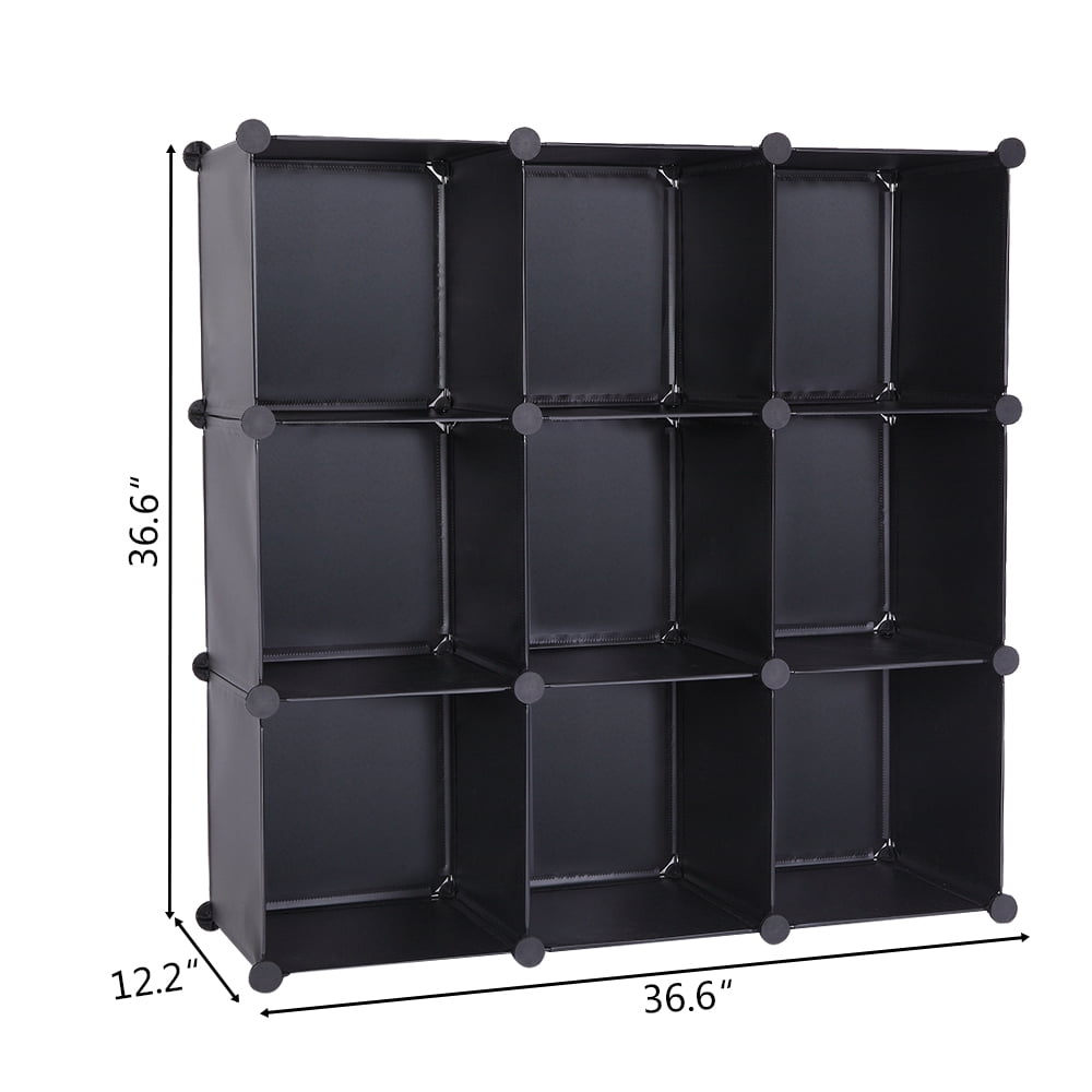 Lowestbest Cube Storage Organizer, Plastic Cube Storage Shelves for Bedroom Living Room Office, Book Shelf 9 Cube Storage Unit for Clothes, Black Lowestbest Cube Storage Organizer, Plastic Cube Storage Shelves for Bedroom Living Room Office, Book Shelf 9 Cube Storage Unit for Clothes, Black
