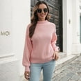 thumbnail image 4 of Duoif Chandails pour Femmes Tendance Demi-Nuque Ample Automne/hiver Manches Longues Tricot Nouveau Chandails pour Femmes Hauts Roses L, 4 of 5