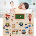 thumbnail image 2 of Kids Wooden Peg Puzzles Set With Alphabet Numbers Fruits Animals And Vehicles, 2 of 9