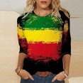 thumbnail image 2 of DHFJKG Womens 3/4 Sleeve Tshirts Summer Crew Neck Color Block Printed Loose Fit Casual Fashion Tunic Stylish Tops, 2 of 5