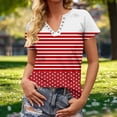 thumbnail image 4 of Otvok Ladies Striped Color Block T-shirt, Womens Tops Trendy Button V Neck Short Sleeve Tshirts Business Casual Basic Tee Loose Fit, 4 of 6