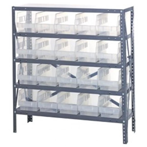 Quantum Storage 1839-204CL 5 Shelf Open Unit With 20 Bins, Clear