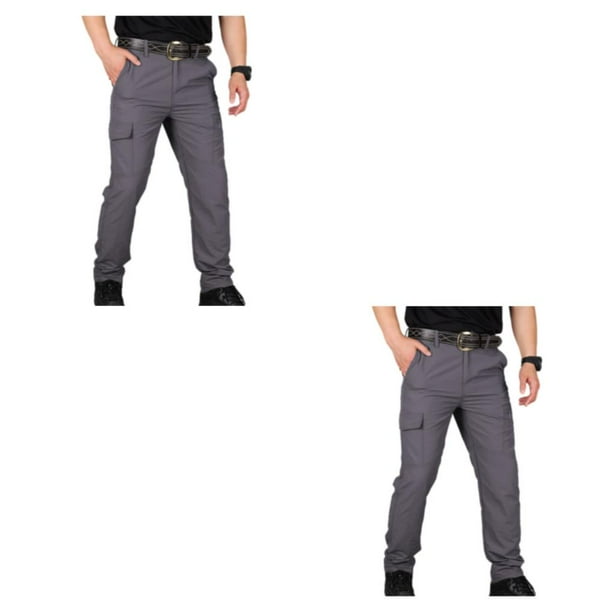 Minnieouse Multi-Pocket Men Pants Quick Drying Overall Size Large Breathable Long Sportswear Hiking Lightweight Bottom Overalls Gris SG 2Conjunto