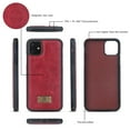thumbnail image 6 of iPhone 11 6.1 inch Wallet Case, Dteck 2 in 1 Leather Zipper Purse Multi-Function Tri-fold Wallet Case Detachable Magnetic Phone Cover with 14 Card Slots Money Pocket For Apple iPhone 11,Red, 6 of 11