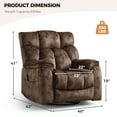 thumbnail image 3 of Bonzy Home Oversized Swivel Rocker Recliner with Massage & Heat, Reclining Glider Chair – Soft Breathable Fabric for Living Room & Bedroom, Brown, 3 of 7