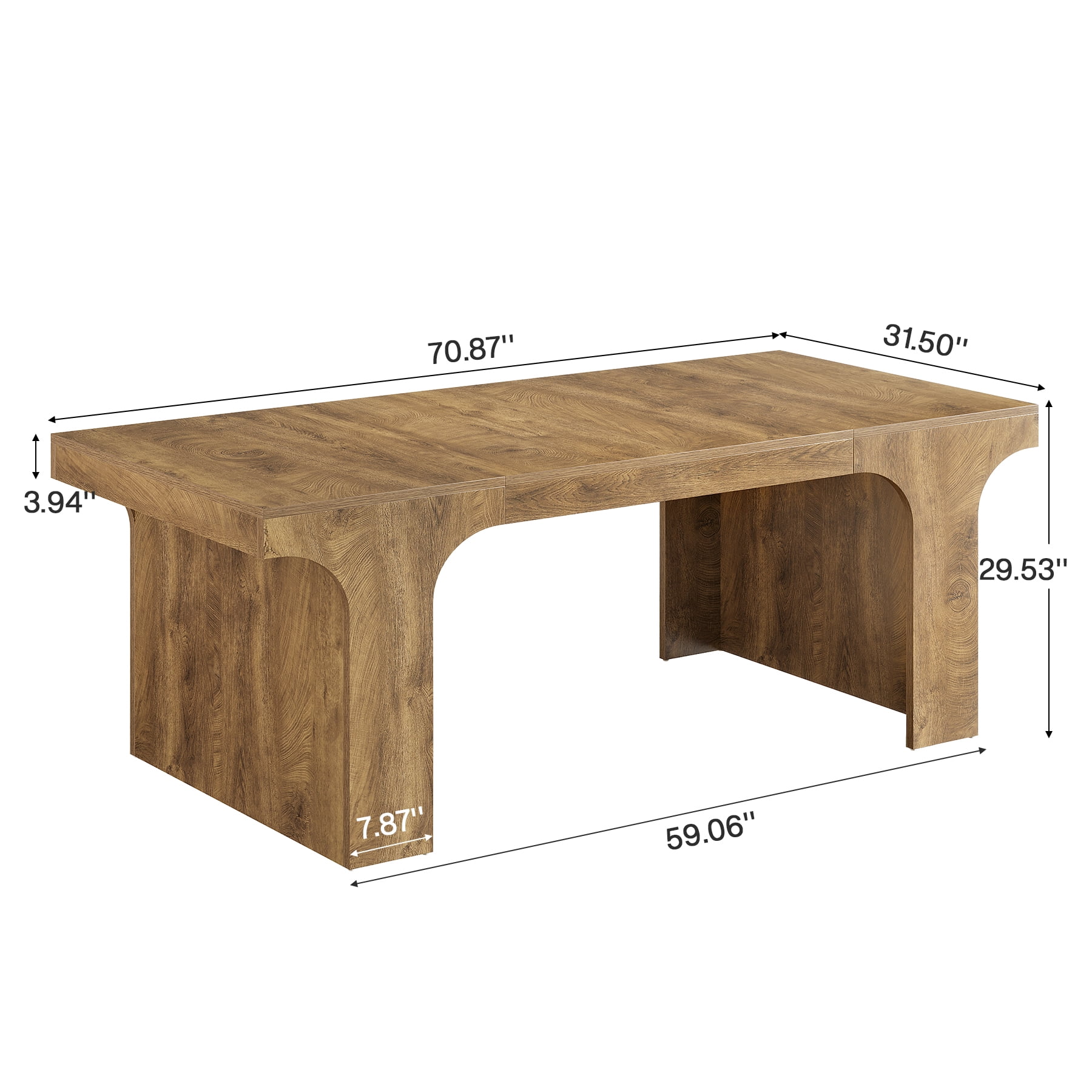 Tribesigns 70.87" Executive Office Desk, Large Workspace Computer Desk, Modern Wooden Table with Arched Design for Home Office, Brown