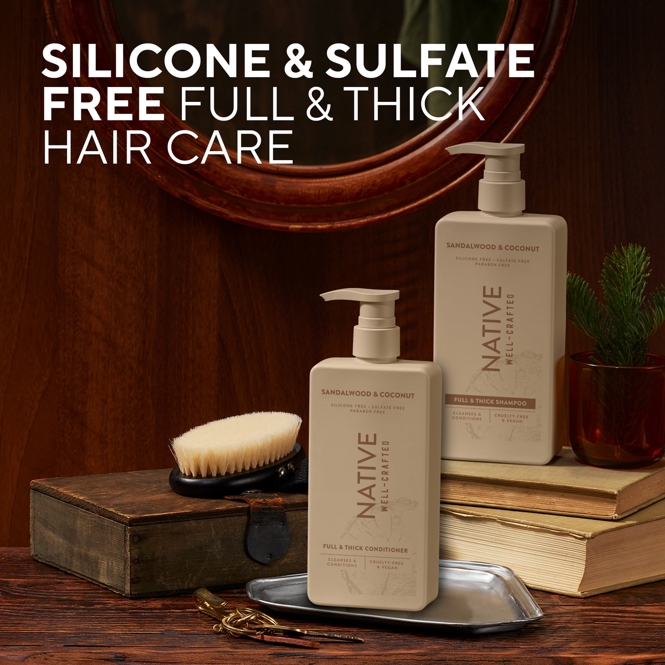 Native Full & Thick Men's Shampoo, Silicone and Sulfate Free, Sandalwood & Coconut, 16.5 fl oz