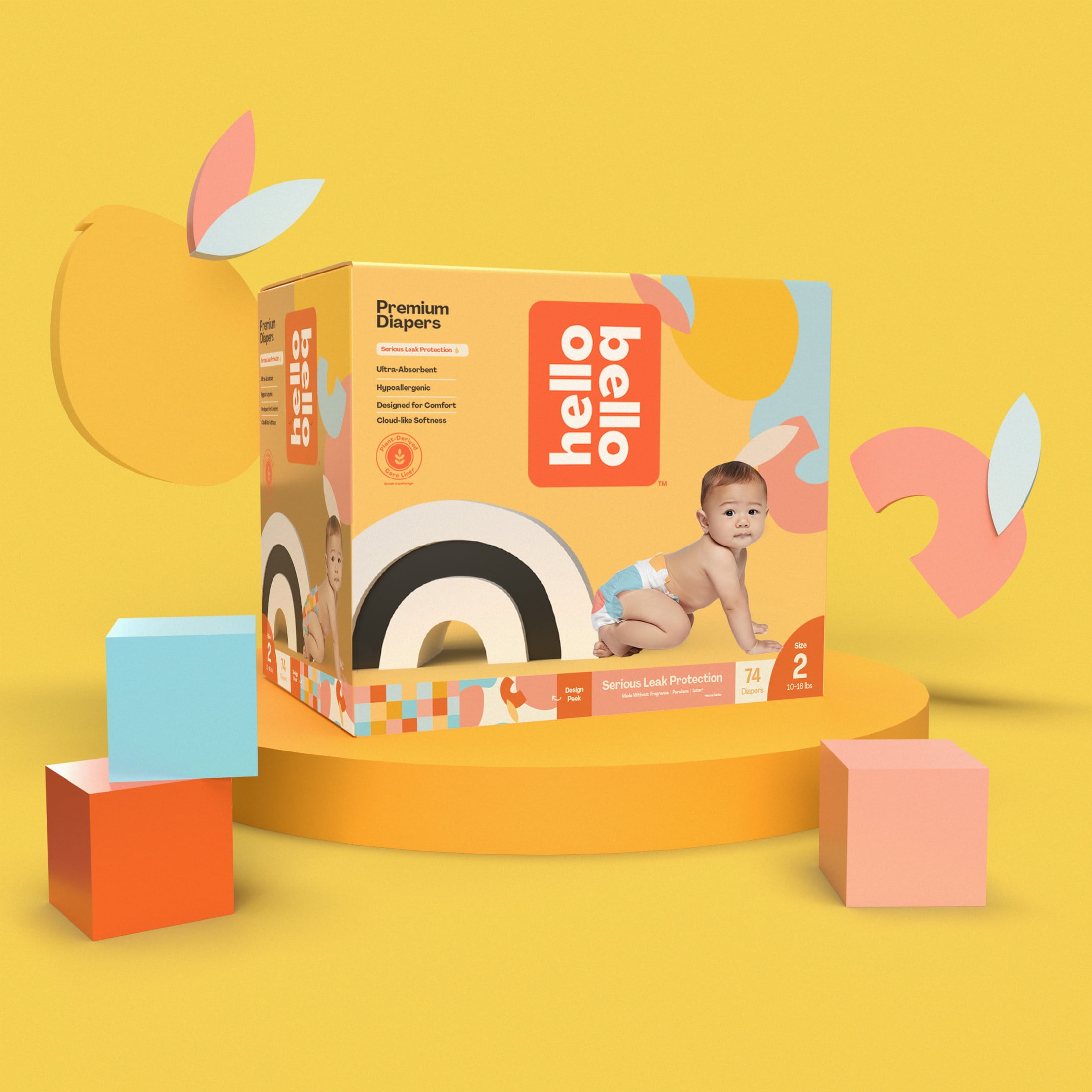 Hello Bello Premium Baby Diapers, Infant Size 2 Honeysuckle 74ct (Select for More Options)