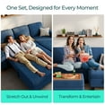 thumbnail image 6 of LINSY HOME Modular Sectional Sofa Couches for Living Room, Sleeper Sofa Bed with Storage Seat, Pull Out Couch Bed with Ottoman, Dark Blue, 6 of 11