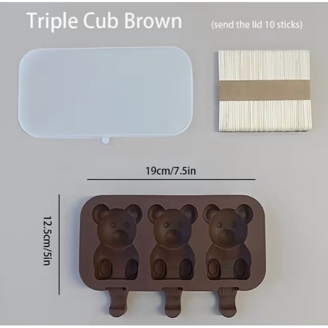 1 molde de helado de silicona con forma de oso lindo con tapa, sin PVC, adecuado for paletas heladas caseras y palitos de queso, imprescindible en la cocina