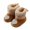 Khaki, variant on Miaouyo Infant Baby Girls Booties Fuzzy Cuff Non Slip Soft Sole First Walker Shoes