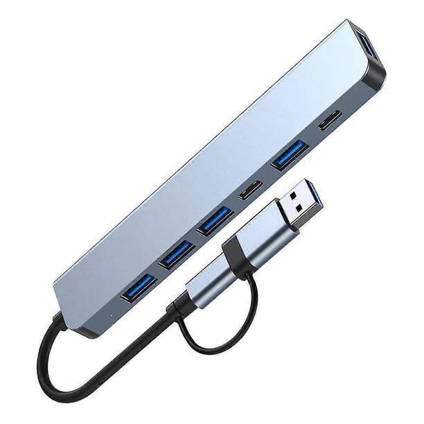 USB C Hub Splitter 7 in 1 USB Extender with 4 USB Port 2 USB C Port for PC Laptop/Phones and More Devices