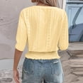 thumbnail image 4 of Miluxas Women's 3/4 Sleeve Solid Color Casual Tops Solid Color V Neck Loose Fit Shirts Yellow XL(XL), 4 of 8