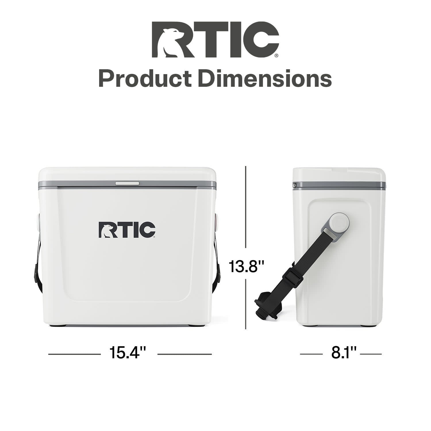 RTIC Road Trip 16 Qt Hard-Sided Cooler, Fits 12 Cans, White & Grey