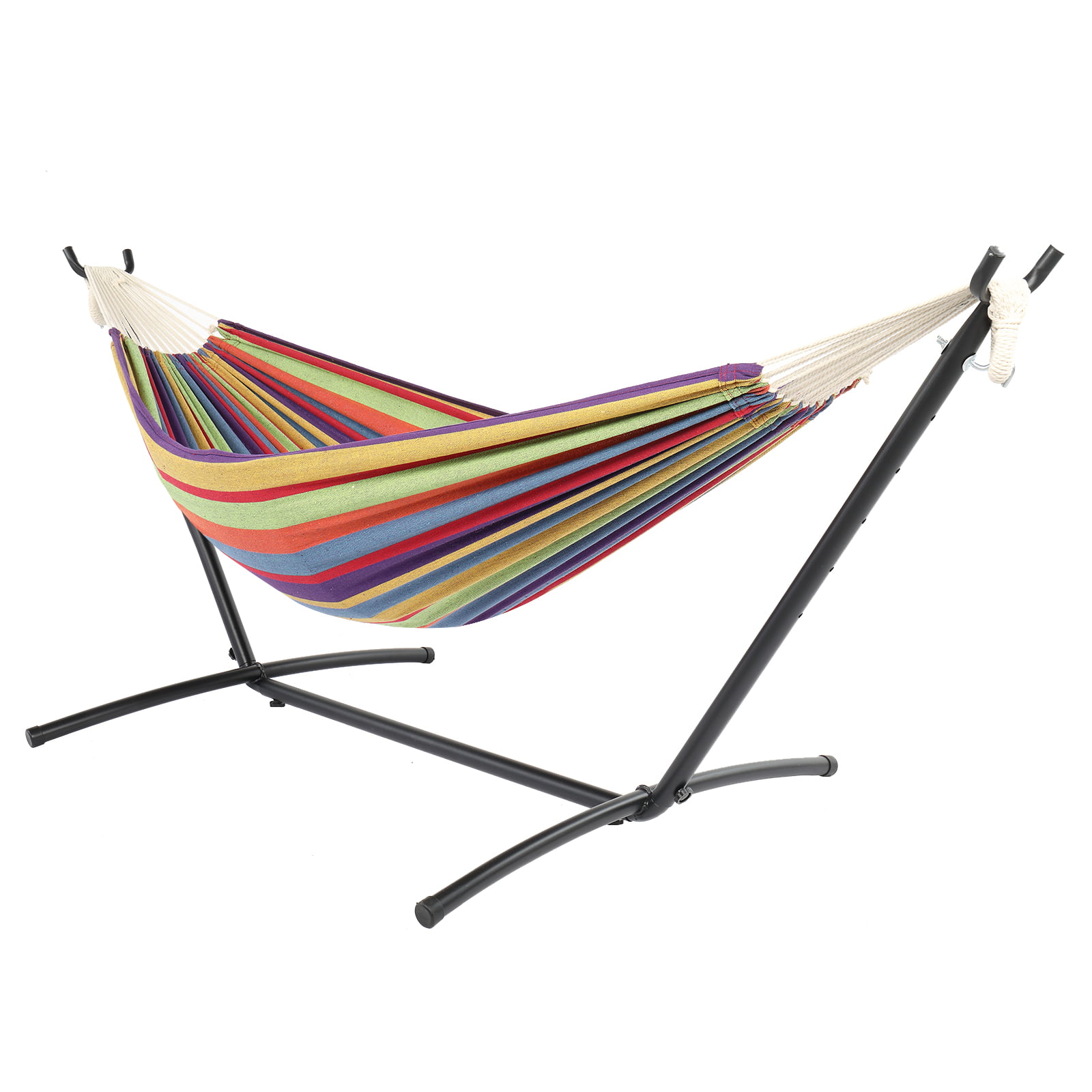 Portable Hammock with Stand, 2-Person Outdoor Hammock Bed for 