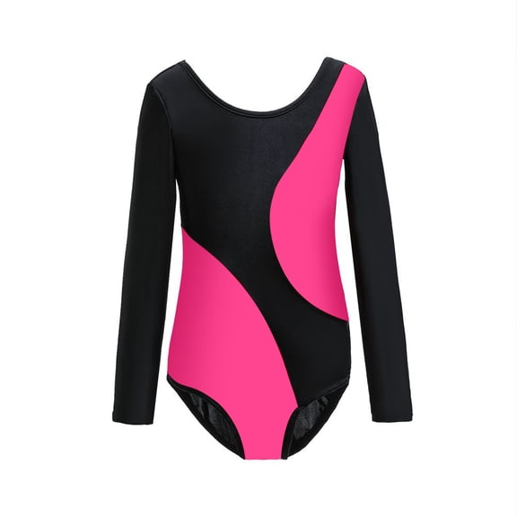 MXIEZI Girls Gymnastics Leotards 3-14T Kids Spring Summer Girls Practice Outfit Toddler Teen Long-Sleeved Dancewear