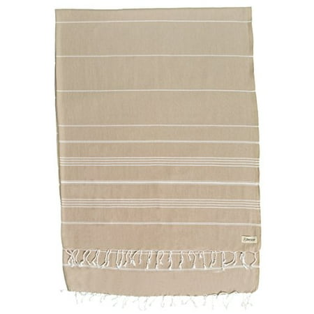 Bed Bath And Table Teepee Bersuse 100% Cotton - Anatolia XL Blanket Turkish Towel - Bath Beach Fouta Peshtemal - Multipurpose Bed or Couch Throw, Table Cover or Picnic Mat - Striped - 61X82 Inches, Beige ()