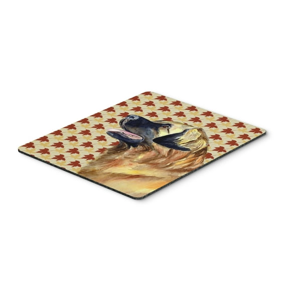 "Leonberger Fall Leaves Portrait Mouse Pad Hot Pad or Trivet"