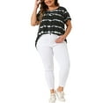 thumbnail image 2 of Agnes Orinda Women's Plus Size Tops Tie Dye Short Sleeve Casual Round Neck Pleated Summer Basic T Shirts 3X Black, 2 of 6
