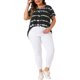 thumbnail image 2 of Camisetas básicas de verano de cuello redondo con pliegues para mujeres de tallas grandes Agnes Orinda, de tie dye, de manga corta, 4X, negras, 2 of 6