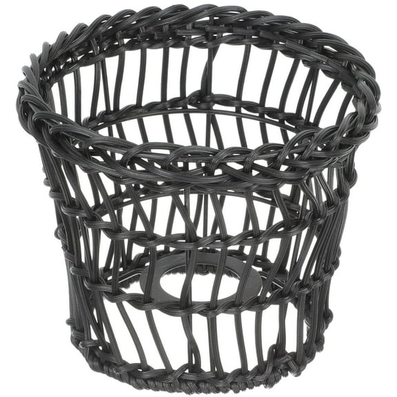 Rattan Woven Lampshade for Ceiling Lamp Black Metal and Rattan Decorative Cover 1 Piece