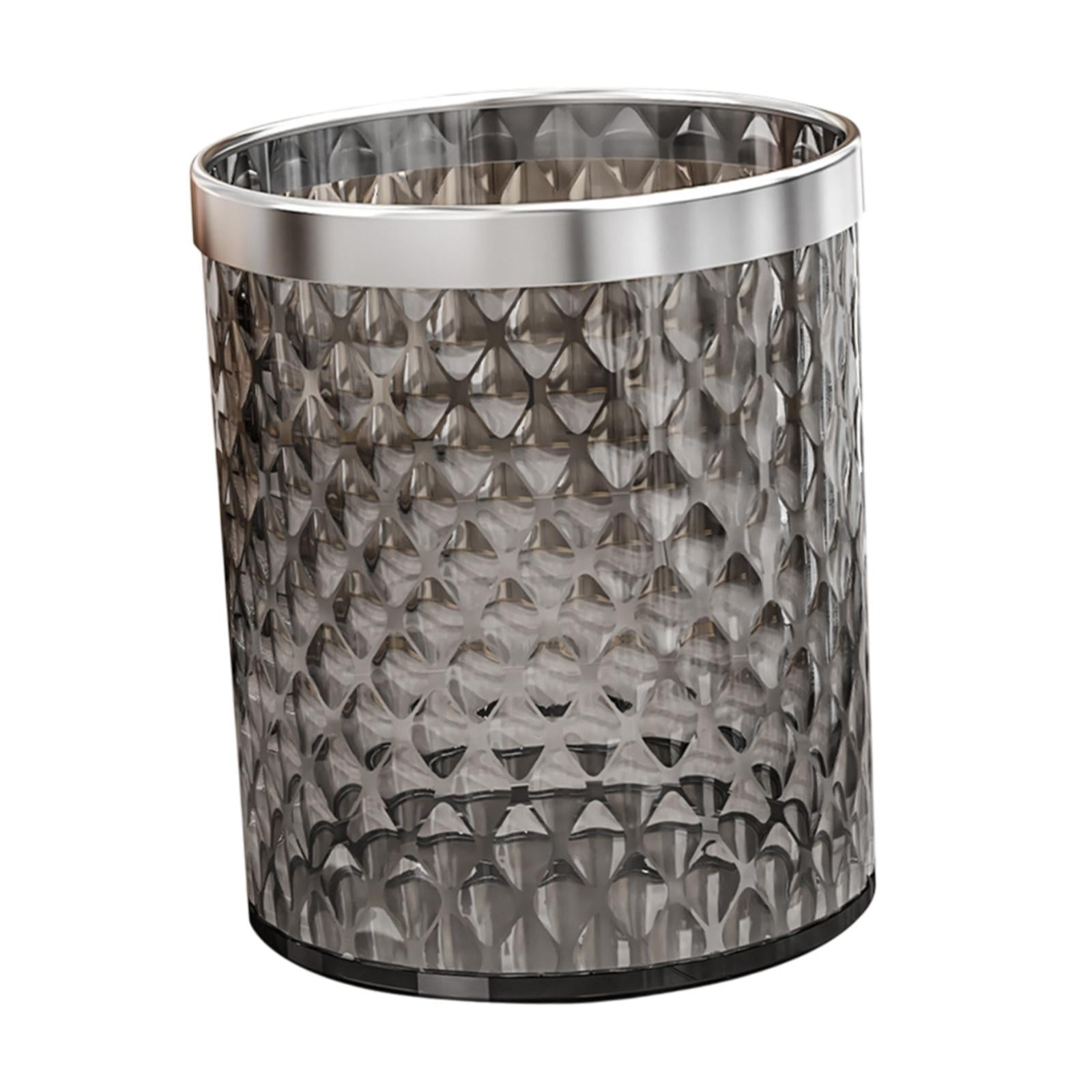 Fancyes Stylish Bathroom Trash Can 16 L Garbage Basket Paper Basket Waste Bin Household Trash Bin Garbage Container for Bathroom Home Gray